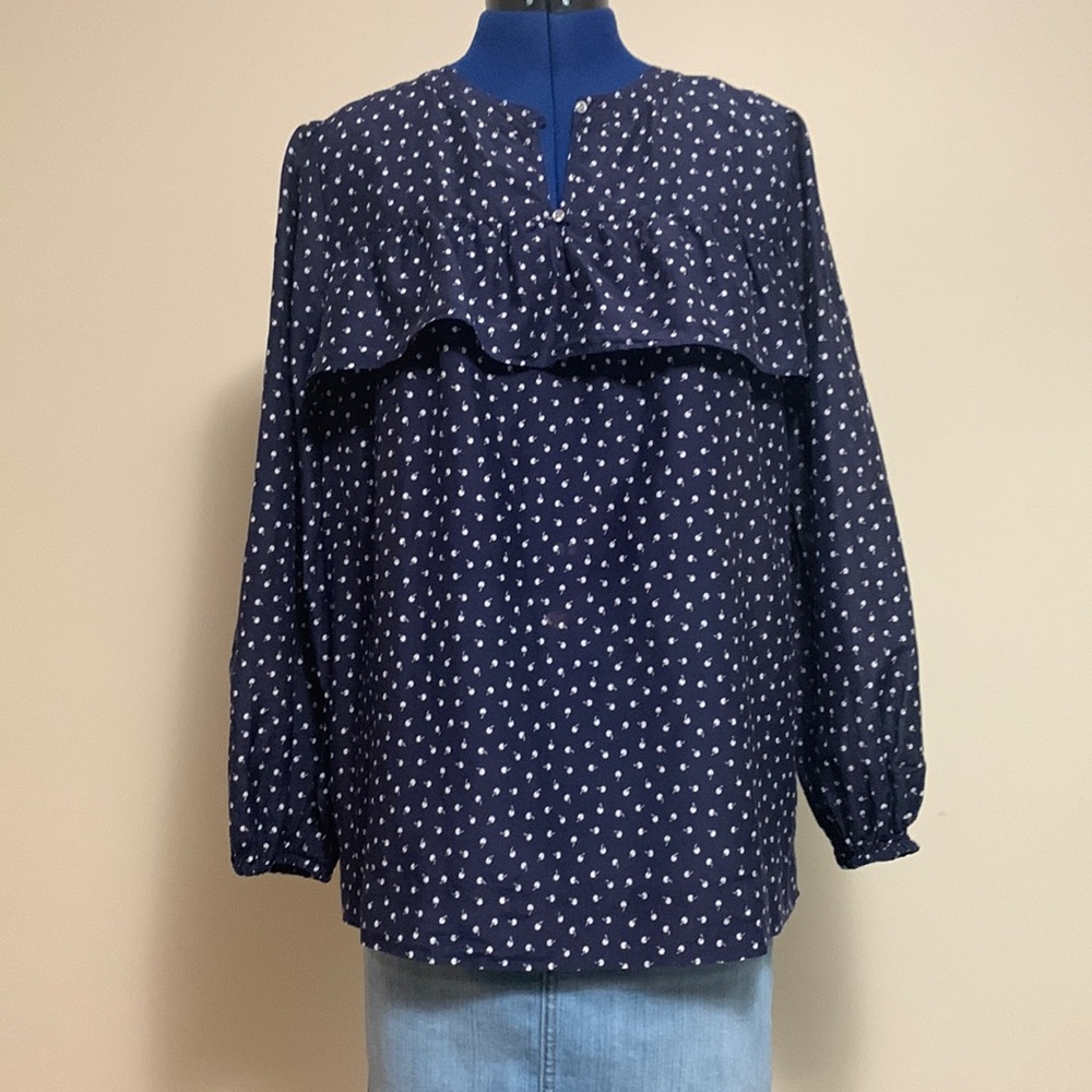 J. Crew Ruffled yoke blouse in cotton silk